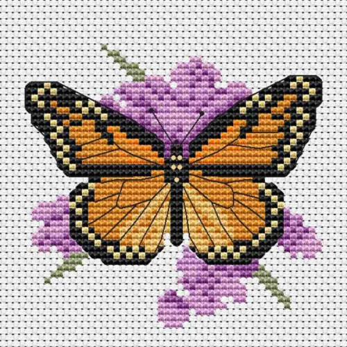 Monarch Butterfly on Milkweed counted cross stitch kit or pattern